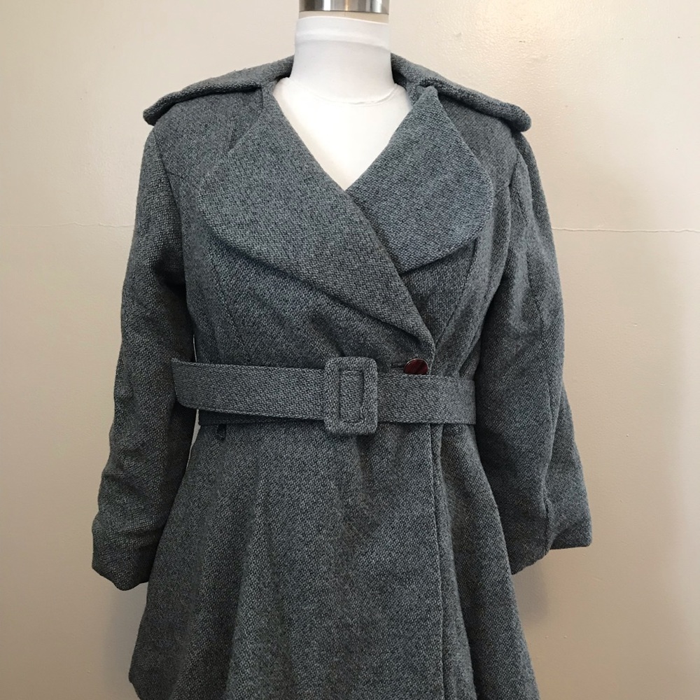 Grey wool swing coat